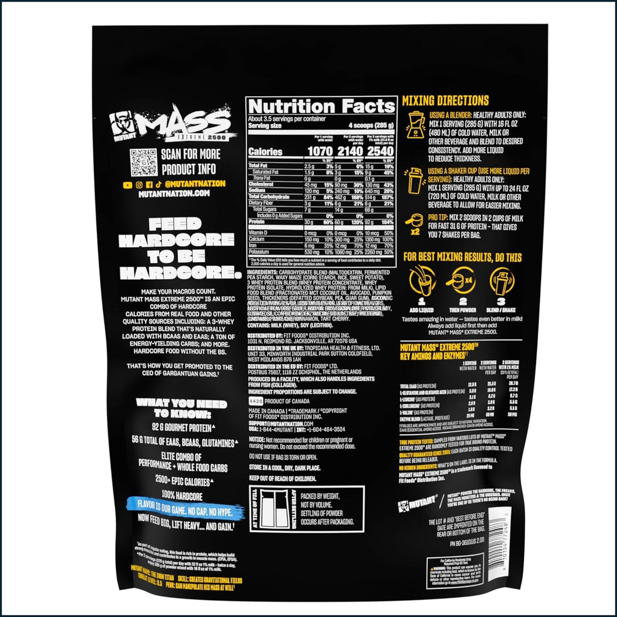 Mutant Mass Extreme 2500 — High-Calorie Mass Gainer for Serious Size & Strength