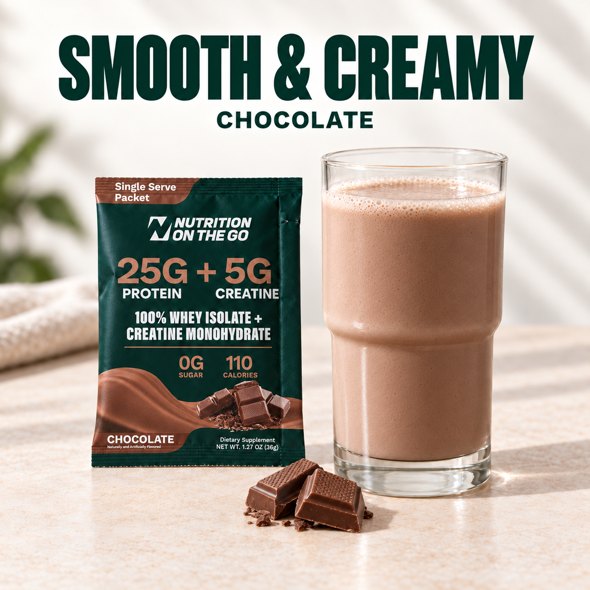 2-in-1 Whey Protein Isolate + Creatine Travel Packets